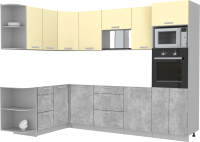 Кухонный гарнитур Интерлиния Мила Лайт 1.68x2.8 левая без столешницы (ваниль/бетон) - 