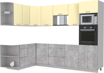 Готовая кухня Интерлиния Мила Лайт 1.68x2.8 левая без столешницы (ваниль/бетон)