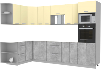 Готовая кухня Интерлиния Мила Лайт 1.68x3.0 левая без столешницы (ваниль/бетон) - 