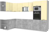 Кухонный гарнитур Интерлиния Мила Лайт 1.68x3.2 левая без столешницы (ваниль/бетон) - 