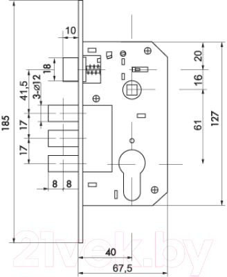 Замок врезной Loid SET F1511 WB CP с ручкой (хром)