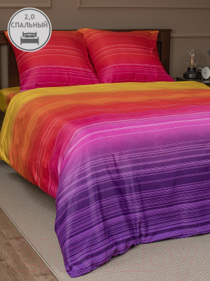 Комплект постельного белья Amore Mio Мако-сатин Spectrum Микрофибра Евро / 93215 (красный/оранжевый/фуксия/синий)