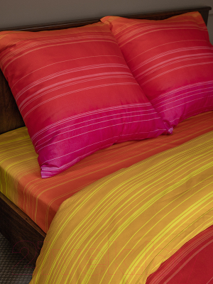 Комплект постельного белья Amore Mio Мако-сатин Spectrum Микрофибра Евро / 93215 (красный/оранжевый/фуксия/синий)