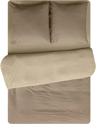 Комплект постельного белья Amore Mio Мако-сатин Опал Микрофибра 1.5 / 23491 (коричневый/бежевый)