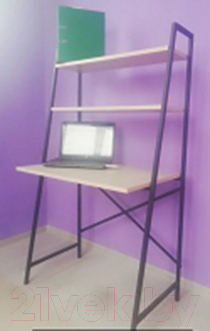 Письменный стол Home Loft СТк 1 ЛДСП со стеллажом (ясень шимо светлый/черный металл)