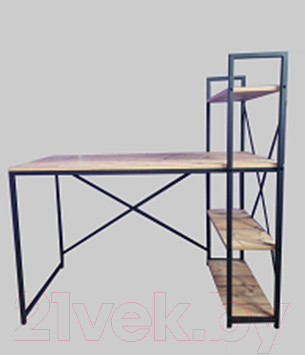 Письменный стол Home Loft СТк 2 ЛДСП со стеллажом (пихта брамберг/черный металл)