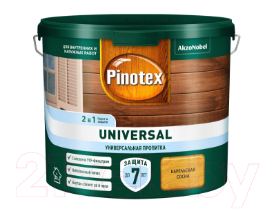 Пропитка для дерева Pinotex Universal 2в1 (9л, карельская сосна)