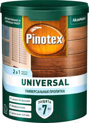 Пропитка для дерева Pinotex Universal 2 в 1 (0.9л, индонезийский тик)
