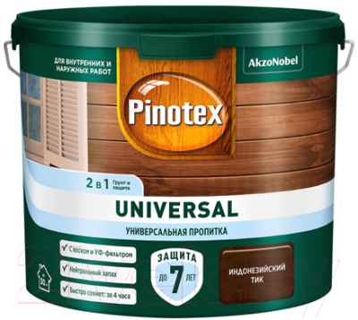 Пропитка для дерева Pinotex Universal 2в1 (9л, индонезийский тик)