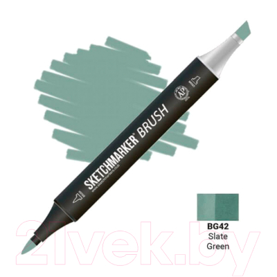 Маркер перманентный Sketchmarker Brush Двусторонний BG42 / SMB-BG42 (зеленый сланец)