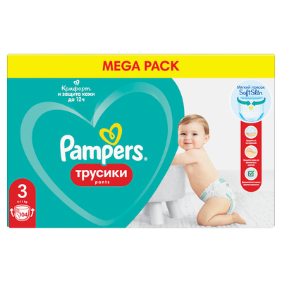Подгузники-трусики детские Pampers Pants 3 Midi (104шт) - 