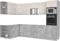 Кухонный гарнитур Интерлиния Мила Лайт 1.68x3.0 левая без столешницы (вудлайн кремовый/бетон) - 