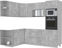 Кухонный гарнитур Интерлиния Мила Лайт 1.68x2.4 левая без столешницы (бетон/бетон) - 