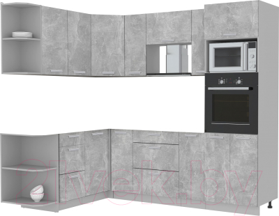 Кухонный гарнитур Интерлиния Мила Лайт 1.68x2.4 левая без столешницы (бетон/бетон)