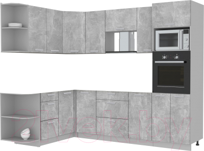 Готовая кухня Интерлиния Мила Лайт 1.68x2.6 левая без столешницы (бетон/бетон)