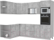 Кухонный гарнитур Интерлиния Мила Лайт 1.68x2.6 левая без столешницы (бетон/бетон) - 