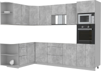 Кухонный гарнитур Интерлиния Мила Лайт 1.68x2.8 левая без столешницы (бетон/бетон) - 