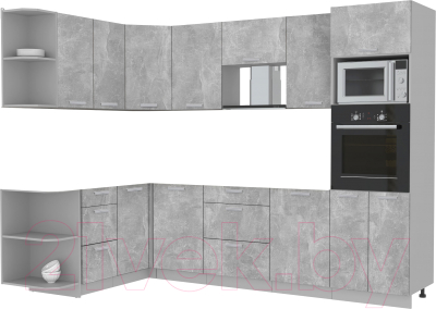 Кухонный гарнитур Интерлиния Мила Лайт 1.68x2.8 левая без столешницы (бетон/бетон)
