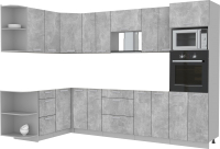 Кухонный гарнитур Интерлиния Мила Лайт 1.68x3.0 левая без столешницы (бетон/бетон) - 