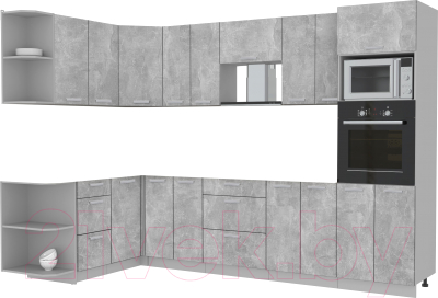 Готовая кухня Интерлиния Мила Лайт 1.68x3.0 левая без столешницы (бетон/бетон)