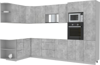 Кухонный гарнитур Интерлиния Мила Лайт 1.68x3.2 левая без столешницы (бетон/бетон) - 