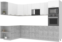 Кухонный гарнитур Интерлиния Мила Лайт 1.68x3.0 левая без столешницы (белый платинум/бетон) - 