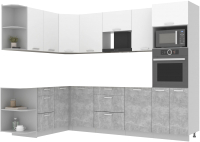 Кухонный гарнитур Интерлиния Мила Лайт 1.68x2.8 левая без столешницы (белый платинум/бетон) - 