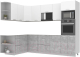 Готовая кухня Интерлиния Мила Лайт 1.68x2.8 левая без столешницы (белый платинум/бетон) - 