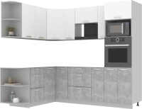 Кухонный гарнитур Интерлиния Мила Лайт 1.68x2.4 левая без столешницы (белый платинум/бетон) - 