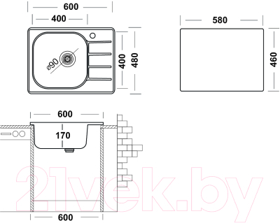 Мойка кухонная Ukinox Гранд GRM600.480-GT6K-O