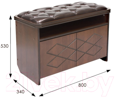 Изображение товара Банкетка Мебелик Патриция каретная стяжка (орех/кожзам орегон 120)