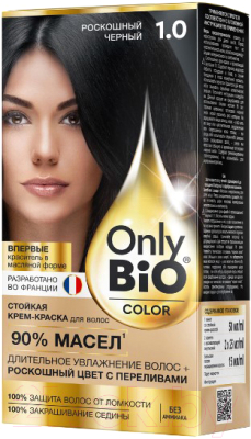 Крем-краска для волос Fito Косметик Only Bio Color Стойкая тон 1.0 (115мл, роскошный черный)