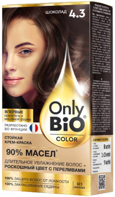 Крем-краска для волос Fito Косметик Only Bio Color Стойкая тон 4.3 (115мл, шоколад)