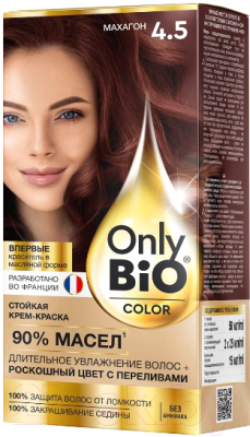 Крем-краска для волос Fito Косметик Only Bio Color Стойкая тон 4.5 (115мл, махагон)