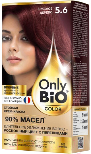 Крем-краска для волос Only Bio Color Стойкая тон 5.6 (115мл, красное дерево)