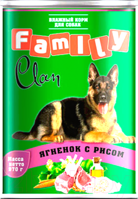 Влажный корм для собак Clan Family с ягненком и рисом №44 (970г)