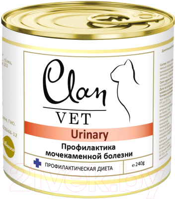 Влажный корм для кошек Clan Vet Urinary Профилактика МКБ (240г)