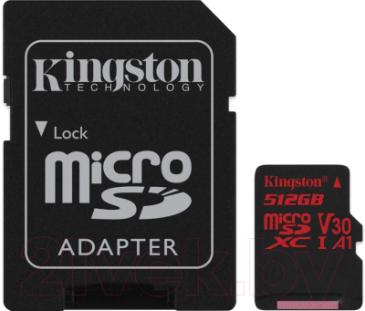 Карта памяти Kingston Canvas React microSDXC (Class 10) UHS-I U3 512Gb (SDCR/512GB)