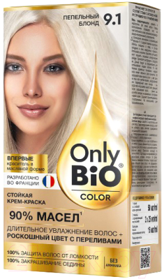 Крем-краска для волос Fito Косметик Only Bio Color Стойкая тон 9.1 (115мл, пепельный блонд)
