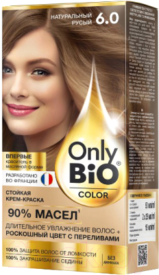Крем-краска для волос Fito Косметик Only Bio Color Стойкая тон 6.0 (115мл, натуральный русый)