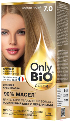 Крем-краска для волос Fito Косметик Only Bio Color Стойкая тон 7.0 (115мл, светло-русый)