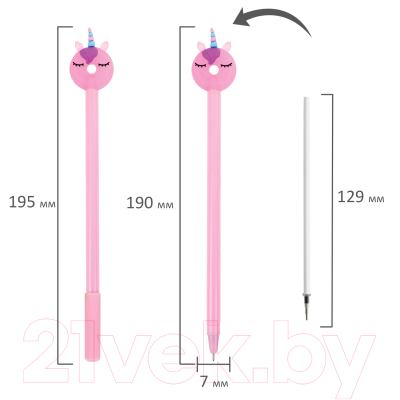 Изображение товара Ручка шариковая Юнландия Единорог-пончик / 143803 (ассорти)