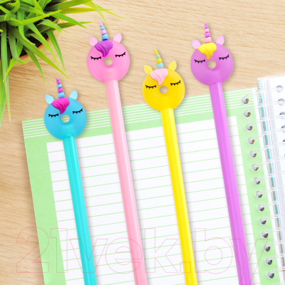 Изображение товара Ручка шариковая Юнландия Единорог-пончик / 143803 (ассорти)