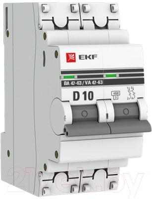Выключатель автоматический EKF ВА 47-63 2P 10А (D) PROxima / mcb4763-2-10D-pro