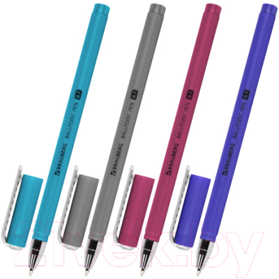 Ручка шариковая Brauberg Soft Touch Stick Metallic / 143699 (синий)