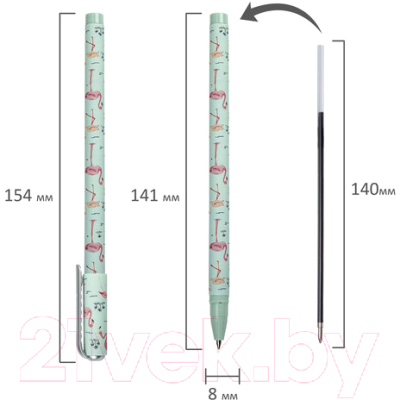 Ручка шариковая Brauberg Soft Touch Stick Flamingo / 143705 (синий)