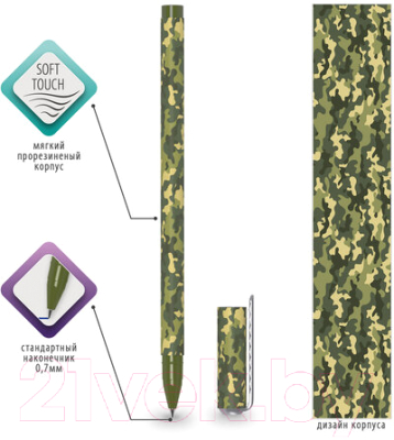 Изображение товара Ручка шариковая Brauberg Soft Touch Stick Khaki / 143703 (синий)