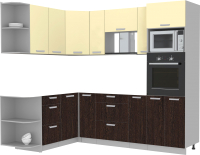 Кухонный гарнитур Интерлиния Мила Лайт 1.68x2.4 левая без столешницы (ваниль/дуб венге) - 
