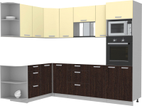 Кухонный гарнитур Интерлиния Мила Лайт 1.68x2.6 левая без столешницы (ваниль/дуб венге) - 