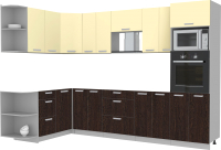 Кухонный гарнитур Интерлиния Мила Лайт 1.68x3.0 левая без столешницы (ваниль/дуб венге) - 